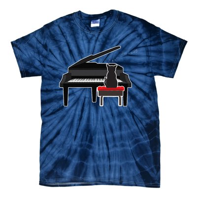 Cat Playing Piano Music Lover Funny Tie-Dye T-Shirt