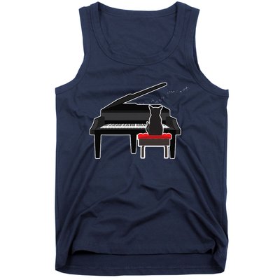 Cat Playing Piano Music Lover Funny Tank Top