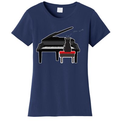 Cat Playing Piano Music Lover Funny Women's T-Shirt