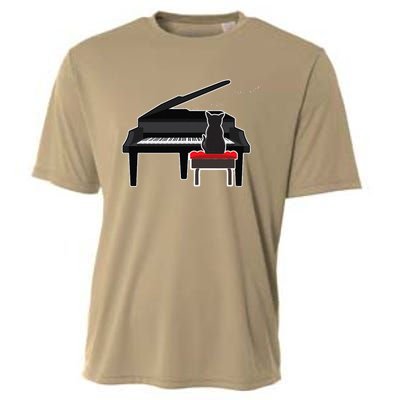 Cat Playing Piano Music Lover Funny Cooling Performance Crew T-Shirt