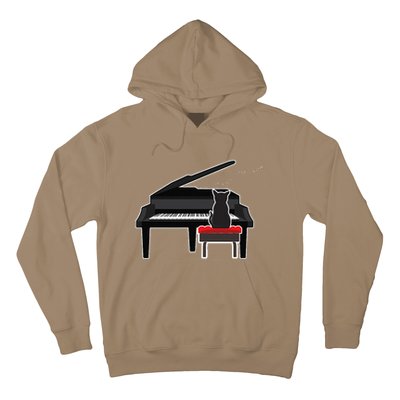 Cat Playing Piano Music Lover Funny Hoodie