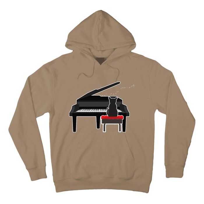 Cat Playing Piano Music Lover Funny Hoodie