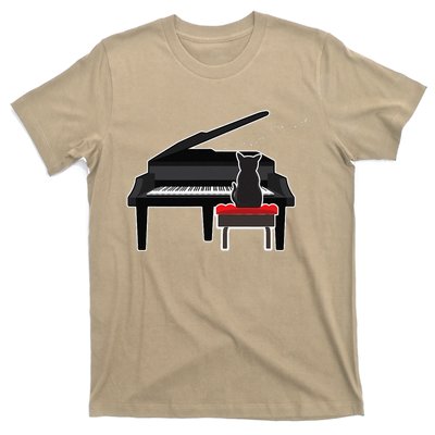 Cat Playing Piano Music Lover Funny T-Shirt