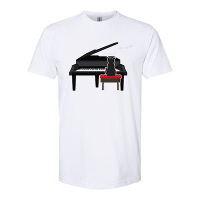 Cat Playing Piano Music Lover Funny Softstyle CVC T-Shirt