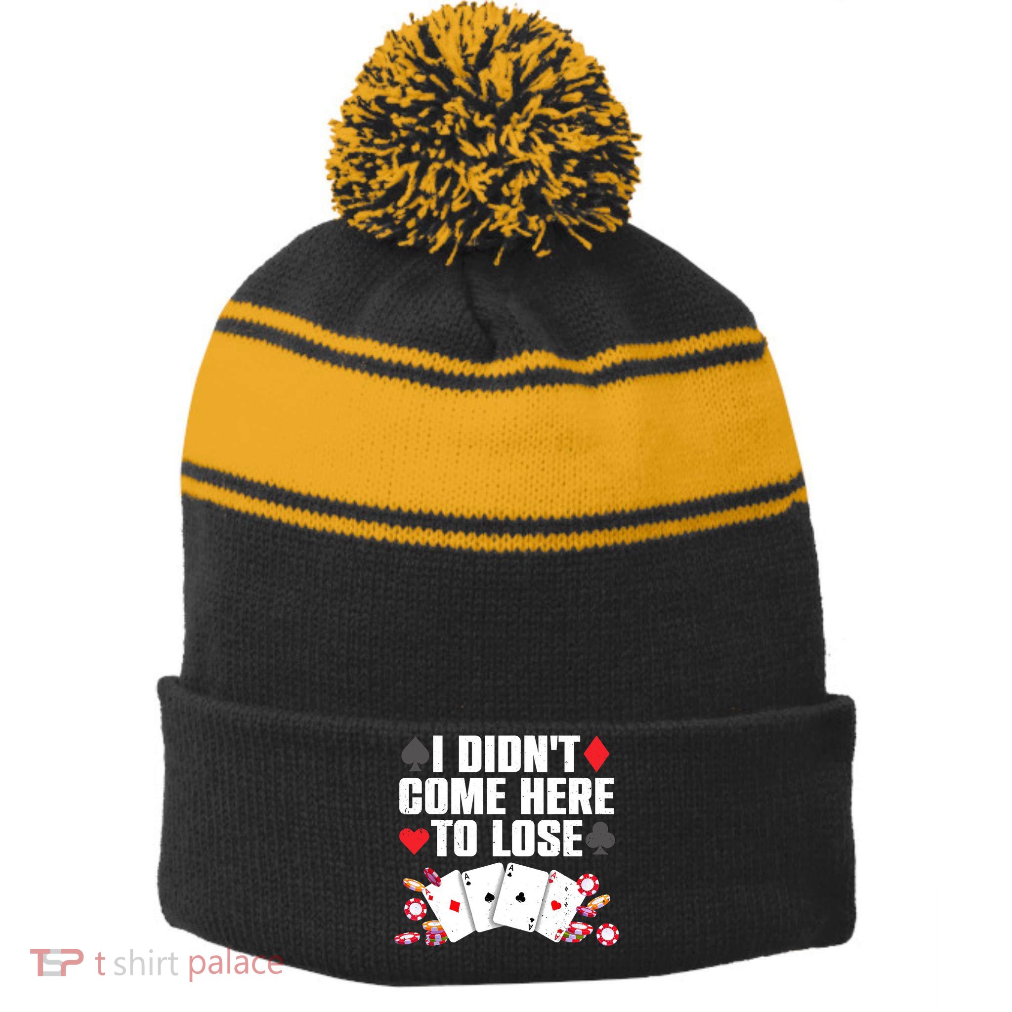 Cool Poker Player Art Casino Lover Gamblers Stripe Pom Pom Beanie
