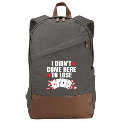 Cool Poker Player Art Casino Lover Gamblers Cotton Canvas Backpack
