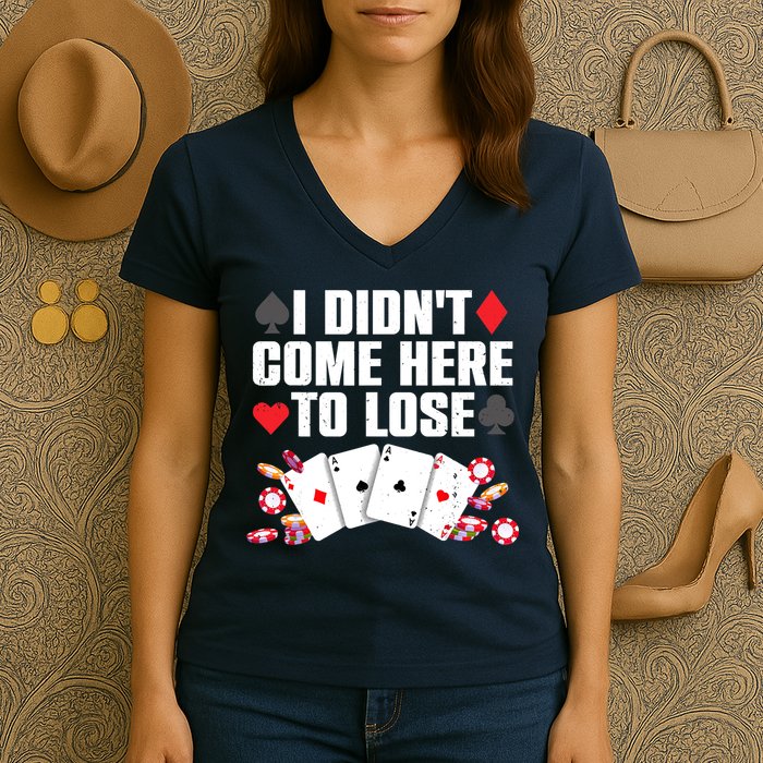 Cool Poker Player Art Casino Lover Gamblers Women's V-Neck T-Shirt