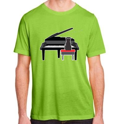 Cat Playing Piano Music Lover Funny T Adult ChromaSoft Performance T-Shirt