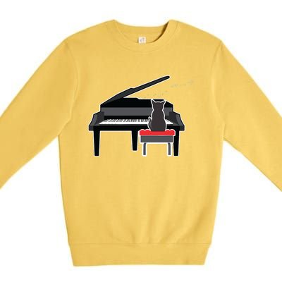 Cat Playing Piano Music Lover Funny T Premium Crewneck Sweatshirt