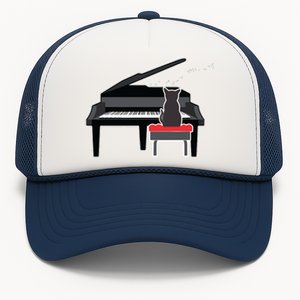 Cat Playing Piano Music Lover Funny T Trucker Hat