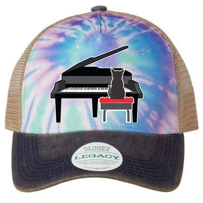 Cat Playing Piano Music Lover Funny T Legacy Tie Dye Trucker Hat