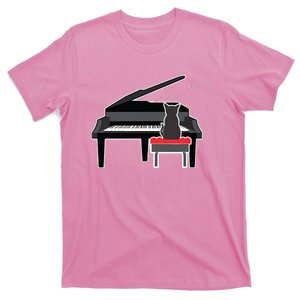 Cat Playing Piano Music Lover Funny T T-Shirt