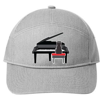 Cat Playing Piano Music Lover Funny T 7-Panel Snapback Hat