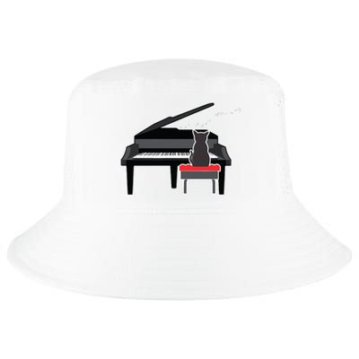 Cat Playing Piano Music Lover Funny T Cool Comfort Performance Bucket Hat