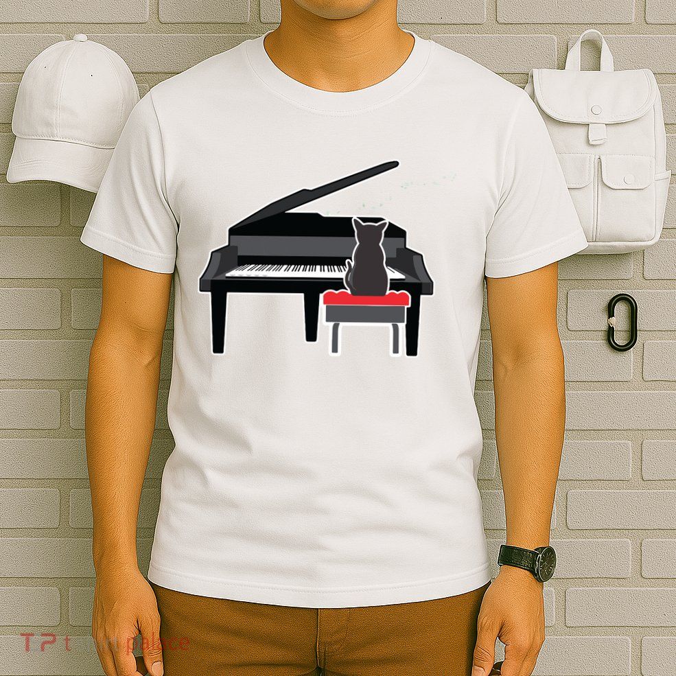 Cat Playing Piano Music Lover Funny T T-Shirt