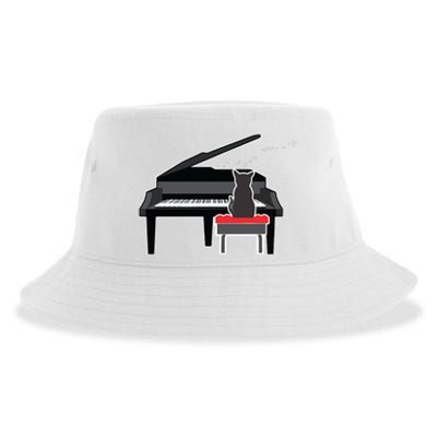 Cat Playing Piano Music Lover Funny T Sustainable Bucket Hat