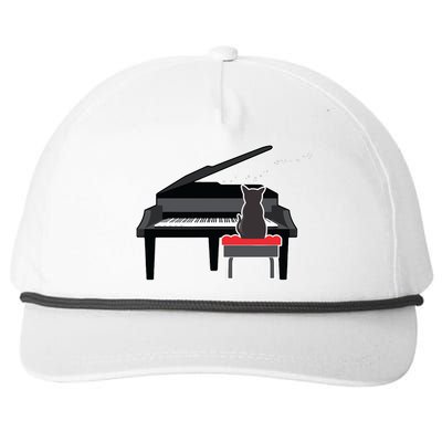 Cat Playing Piano Music Lover Funny T Snapback Five-Panel Rope Hat