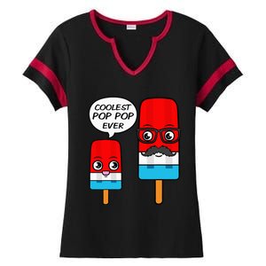 Coolest Pop Pop Ever Grandfather Popsicle Ice Cream Ladies Halftime Notch Neck Tee