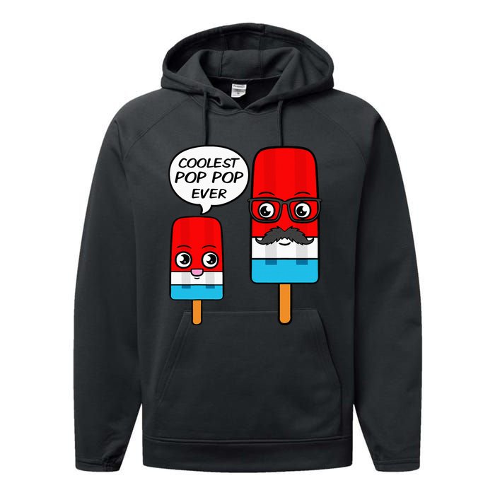 Coolest Pop Pop Ever Grandfather Popsicle Ice Cream Performance Fleece Hoodie