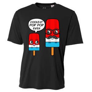 Coolest Pop Pop Ever Grandfather Popsicle Ice Cream Cooling Performance Crew T-Shirt