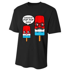 Coolest Pop Pop Ever Grandfather Popsicle Ice Cream Performance Sprint T-Shirt