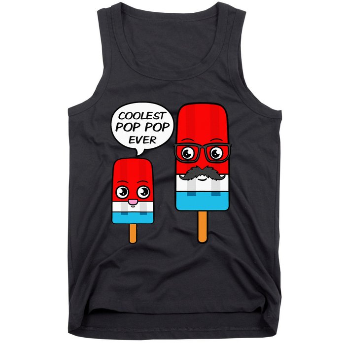 Coolest Pop Pop Ever Grandfather Popsicle Ice Cream Tank Top