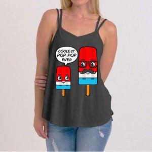 Coolest Pop Pop Ever Grandfather Popsicle Ice Cream Women's Strappy Tank