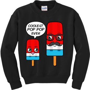 Coolest Pop Pop Ever Grandfather Popsicle Ice Cream Kids Sweatshirt