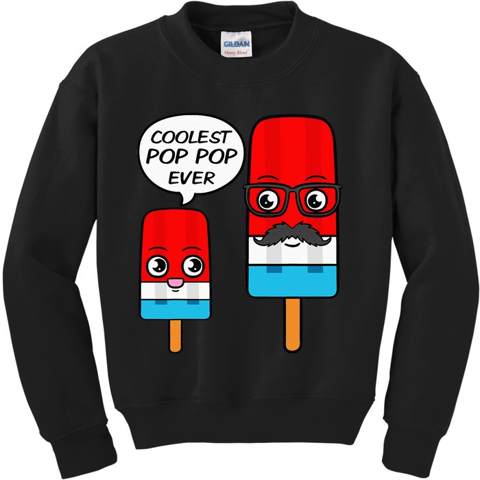 Coolest Pop Pop Ever Grandfather Popsicle Ice Cream Kids Sweatshirt