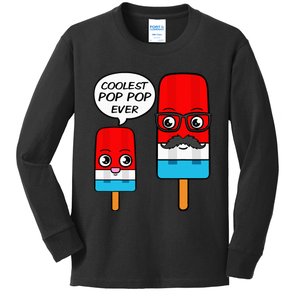 Coolest Pop Pop Ever Grandfather Popsicle Ice Cream Kids Long Sleeve Shirt