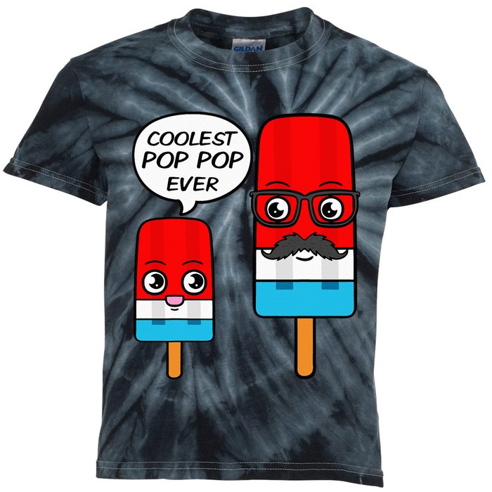 Coolest Pop Pop Ever Grandfather Popsicle Ice Cream Kids Tie-Dye T-Shirt