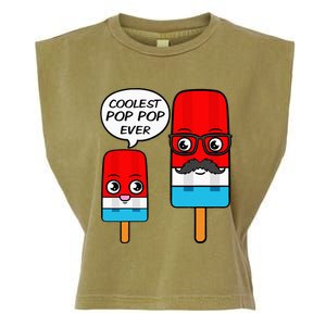 Coolest Pop Pop Ever Grandfather Popsicle Ice Cream Garment-Dyed Women's Muscle Tee