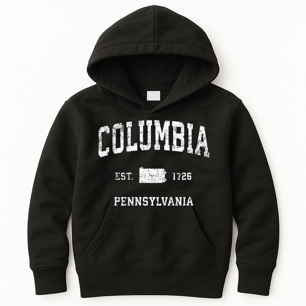 Columbia Pennsylvania PA Vintage Athletic Sports Design Kids Hoodie