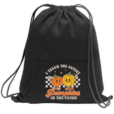 Cute Pumpkin Patch Teacher Retro Fall Classroom Sweatshirt Cinch Pack Bag