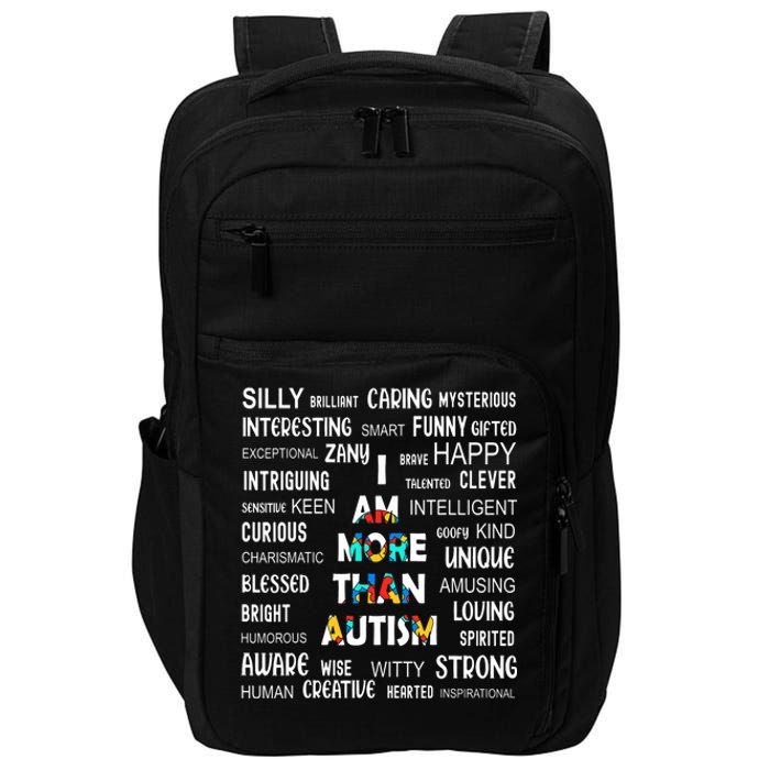 Colorful Puzzle Piece Ribbon I Am More Than Autism Awareness Impact Tech Backpack