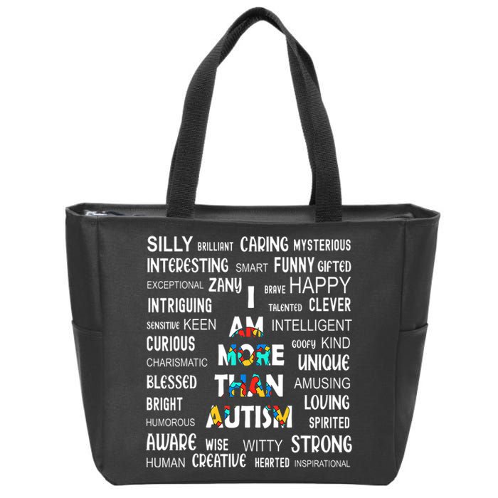 Colorful Puzzle Piece Ribbon I Am More Than Autism Awareness Zip Tote Bag