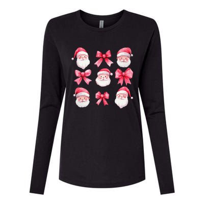 Cute Preppy Pin.K Bow Santa Claus Girly Christmas Girl Women Womens Cotton Relaxed Long Sleeve T-Shirt