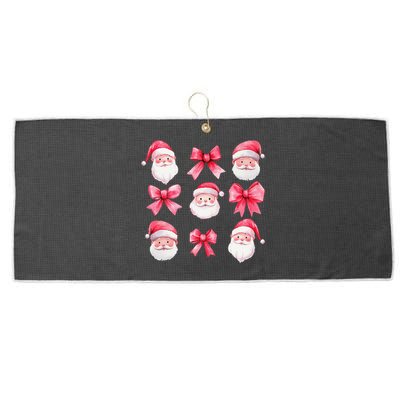 Cute Preppy Pin.K Bow Santa Claus Girly Christmas Girl Women Large Microfiber Waffle Golf Towel