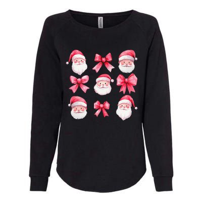 Cute Preppy Pin.K Bow Santa Claus Girly Christmas Girl Women Womens California Wash Sweatshirt