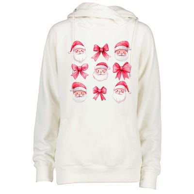 Cute Preppy Pin.K Bow Santa Claus Girly Christmas Girl Women Womens Funnel Neck Pullover Hood