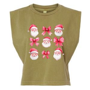 Cute Preppy Pin.K Bow Santa Claus Girly Christmas Girl Women Garment-Dyed Women's Muscle Tee