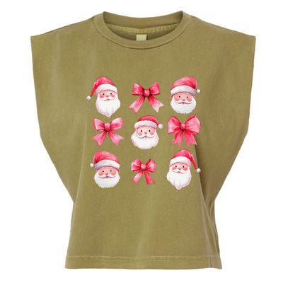 Cute Preppy Pin.K Bow Santa Claus Girly Christmas Girl Women Garment-Dyed Women's Muscle Tee