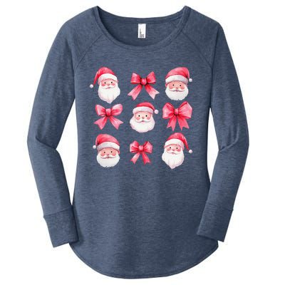 Cute Preppy Pin.K Bow Santa Claus Girly Christmas Girl Women Women's Perfect Tri Tunic Long Sleeve Shirt