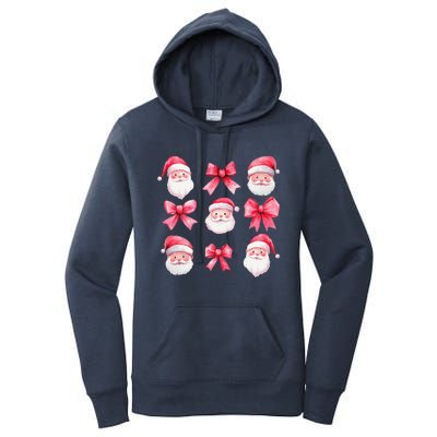 Cute Preppy Pin.K Bow Santa Claus Girly Christmas Girl Women Women's Pullover Hoodie