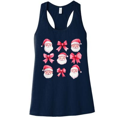 Cute Preppy Pin.K Bow Santa Claus Girly Christmas Girl Women Women's Racerback Tank