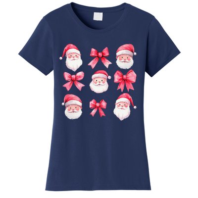 Cute Preppy Pin.K Bow Santa Claus Girly Christmas Girl Women Women's T-Shirt