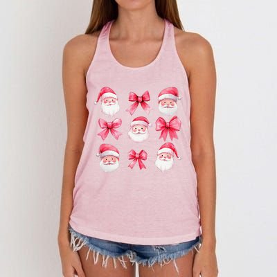 Cute Preppy Pin.K Bow Santa Claus Girly Christmas Girl Women Women's Knotted Racerback Tank