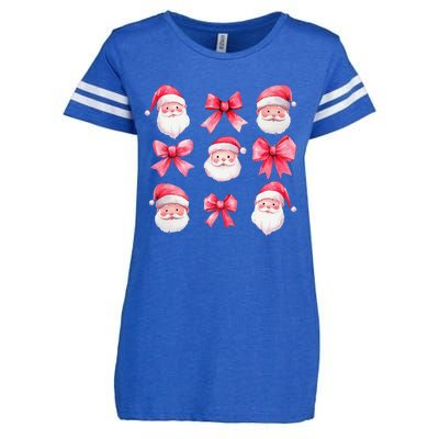 Cute Preppy Pin.K Bow Santa Claus Girly Christmas Girl Women Enza Ladies Jersey Football T-Shirt