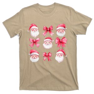 Cute Preppy Pin.K Bow Santa Claus Girly Christmas Girl Women T-Shirt