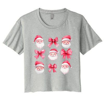 Cute Preppy Pin.K Bow Santa Claus Girly Christmas Girl Women Women's Crop Top Tee